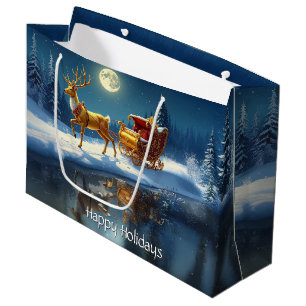Rentier-Weihnachtsschlitten-Feiertags-Geschenktasc Große Geschenktüte