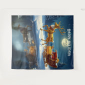 Rentier-Weihnachtsschlitten-Feiertags-Hintergrund Wandteppich (Vorderseite (Horizontal))