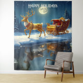 Rentier-Weihnachtsschlitten-Feiertags-Hintergrund Wandteppich (Beispiel)