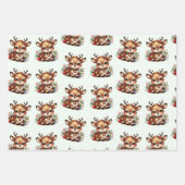 Rentier Weihnachtswrapping Paper Flat Sheet-3Set Geschenkpapier Set (Vorderseite 3)