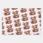 Rentier Weihnachtswrapping Paper Flat Sheet-3Set Geschenkpapier Set (Vorderseite 2)