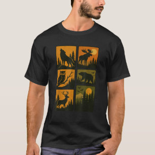 Rentier-Wildtiere-Waldtiere-Silhouette Bär W T-Shirt