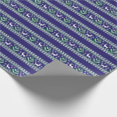 Rentier Winter Messe Isle Pattern in Dunkelblau Geschenkpapier (Ecke)
