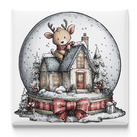 Rentier-Winter-Schneekugel-Christmagnet Magnet
