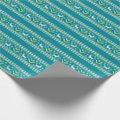 Rentier Wintermesse Isle Pattern in Aquamarinem Bl Geschenkpapier (Ecke)