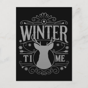 Rentier-Winterzeit-Weihnachtszeit-Grafik Postkarte