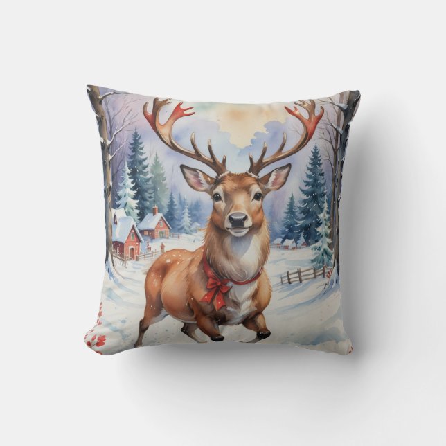 Rentier Wonderland: Feiertage Bliss Kissen (Vorderseite)