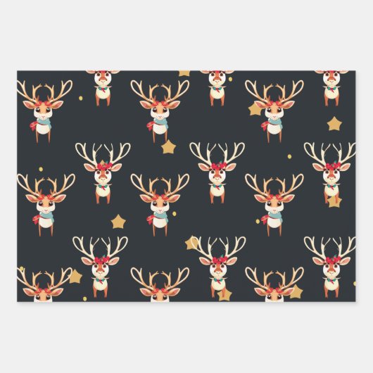 Rentier Wrapping Paper Geschenkpapier Set (Vorderseite 2)