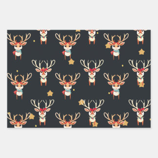 Rentier Wrapping Paper Geschenkpapier Set