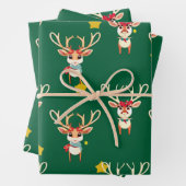 Rentier Wrapping Paper - Grüner Hintergrund Geschenkpapier Set (Beispiel)