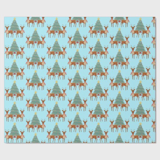Rentier zu Weihnachten Geschenkpapier (Flach)