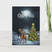 Rentierbaum im Wald Feiertagskarte (Vorderseite)