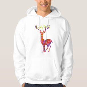 Rentierbaumlichter Mixed-Media-Collage-Kunst Hoodie