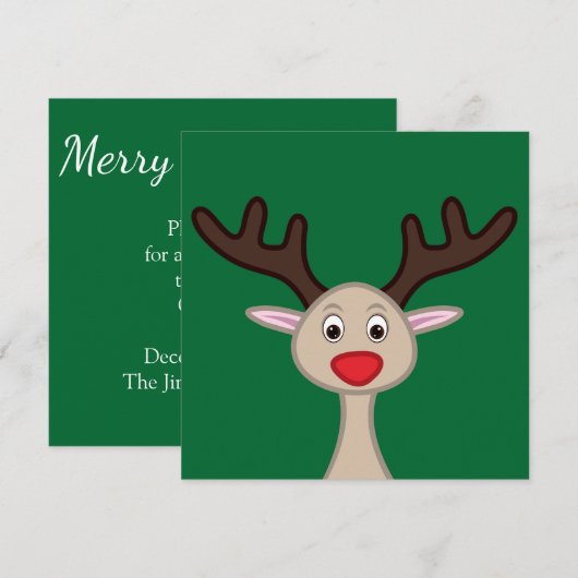 Rentierchartoon Einladung (Vorne/Hinten)
