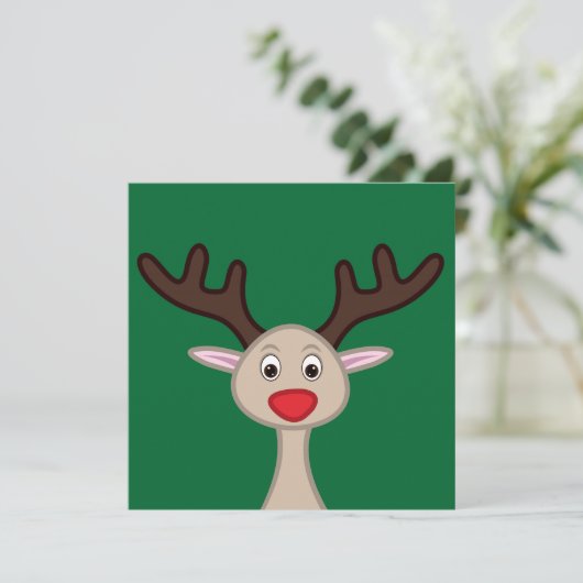 Rentierchartoon Einladung (Stehend Vorderseite)