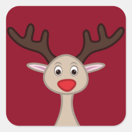 Rentierchartoon Quadratischer Aufkleber