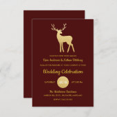 Rentiere Antler Imitats Goldfolie| Hochzeit Einladung (Vorne/Hinten)