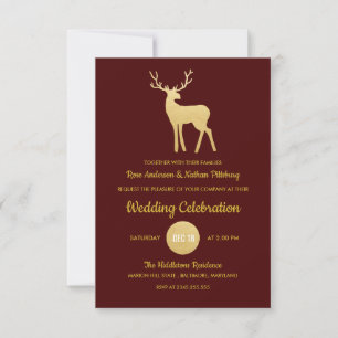 Rentiere Antler Imitats Goldfolie Hochzeit Einladung