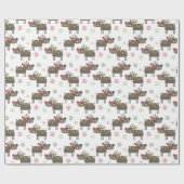 Rentiere aus niedlichem Cartoon Geschenkpapier (Flach)