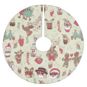 Rentiere aus schwarzem Santa Polyester Weihnachtsbaumdecke (Vorderseite)