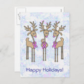 Rentiere - Brustkrebs Feiertagspostkarte (Vorne/Hinten)