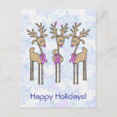 Rentiere - Brustkrebs Feiertagspostkarte (Vorderseite)