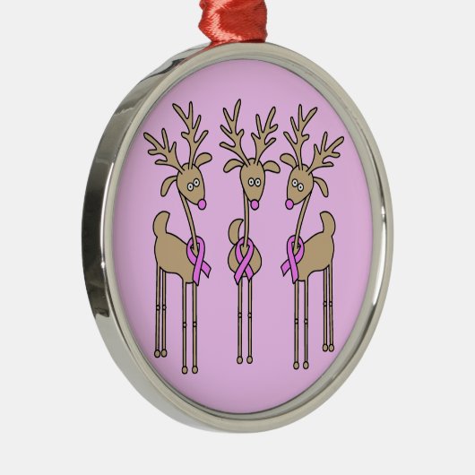 Rentiere - Brustkrebs Silbernes Ornament (Rechts)