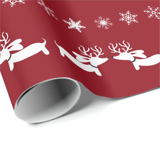 Rentiere Dackel Schneeflocken Geschenk Wrap Wrappi Geschenkpapier (Rolleneckpunkt)