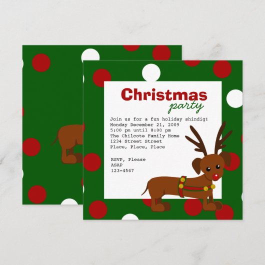 Rentiere der Dackel Einladung (Vorne/Hinten)