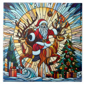 Rentiere des Weihnachtsmanns unter festlich dekori Fliese (Vorderseite)