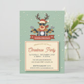 Rentiere, die eine Sonnenbrille mit Motorrad trage Einladung (Stehend Vorderseite)