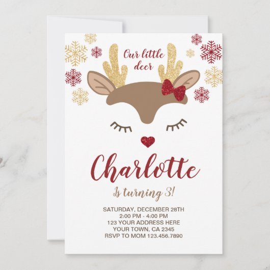 Rentiere Einladung (Vorderseite)