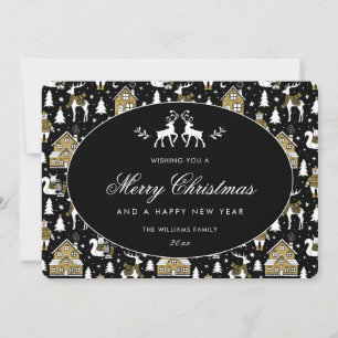 Rentiere Eisbären Eichhörnchen Häuser Bäume Feiertagskarte