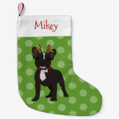 Rentiere Französischer Bulldog Schwarz-Weiß Kleiner Weihnachtsstrumpf (Vorderseite)