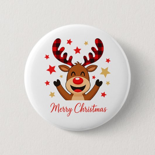 Rentiere Frohe Weihnachten Feiertag Button (Vorderseite)