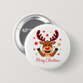 Rentiere Frohe Weihnachten Feiertag Button (Vorne & Hinten)