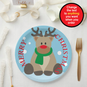 Rentiere Frohe Weihnachten Papier Teller