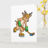 Rentiere im Eishockey mit Eishockeyschläger Karte (Gelbe Blume)