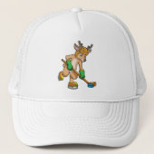 Rentiere im Eishockey mit Eishockeyschläger Truckerkappe (Vorderseite)