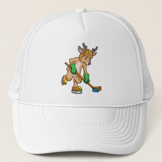 Rentiere im Eishockey mit Eishockeyschläger Truckerkappe (Vorderseite)
