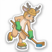 Rentiere im Eishockey mit Hockeystick Aufkleber (Vorderseite)
