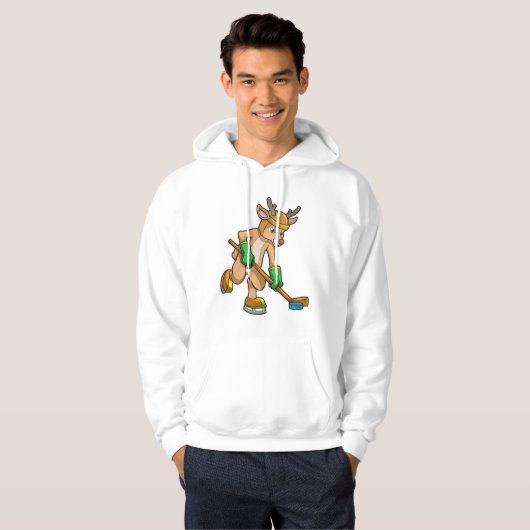 Rentiere im Eishockey mit Hockeystick Hoodie (Vorne ganz)
