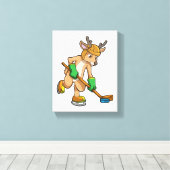 Rentiere im Eishockey mit Hockeystick Leinwanddruck (Insitu (Holzboden))