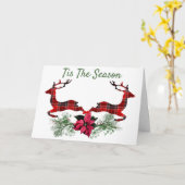 Rentiere im Karierten Karte (Gelbe Blume)