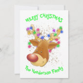 Rentiere im Licht der Weihnachtskarte Dankeskarte (Vorderseite)