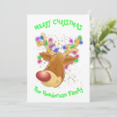 Rentiere im Licht der Weihnachtskarte Dankeskarte (Stehend Vorderseite)