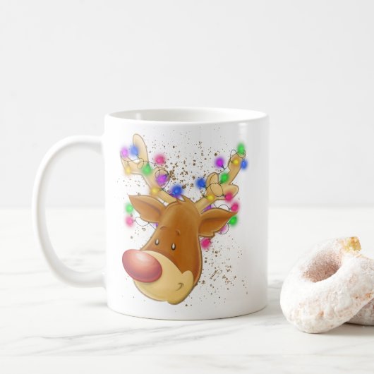 Rentiere im Licht Kaffeetasse (Mit Donut)
