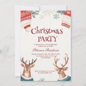 Rentiere im Sweater und Hats Weihnachts-Party Einladung (Vorderseite)