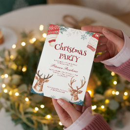 Rentiere im Sweater und Hats Weihnachts-Party Einladung