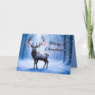 Rentiere in Magischer Wald Weihnachtskarte Feiertagskarte